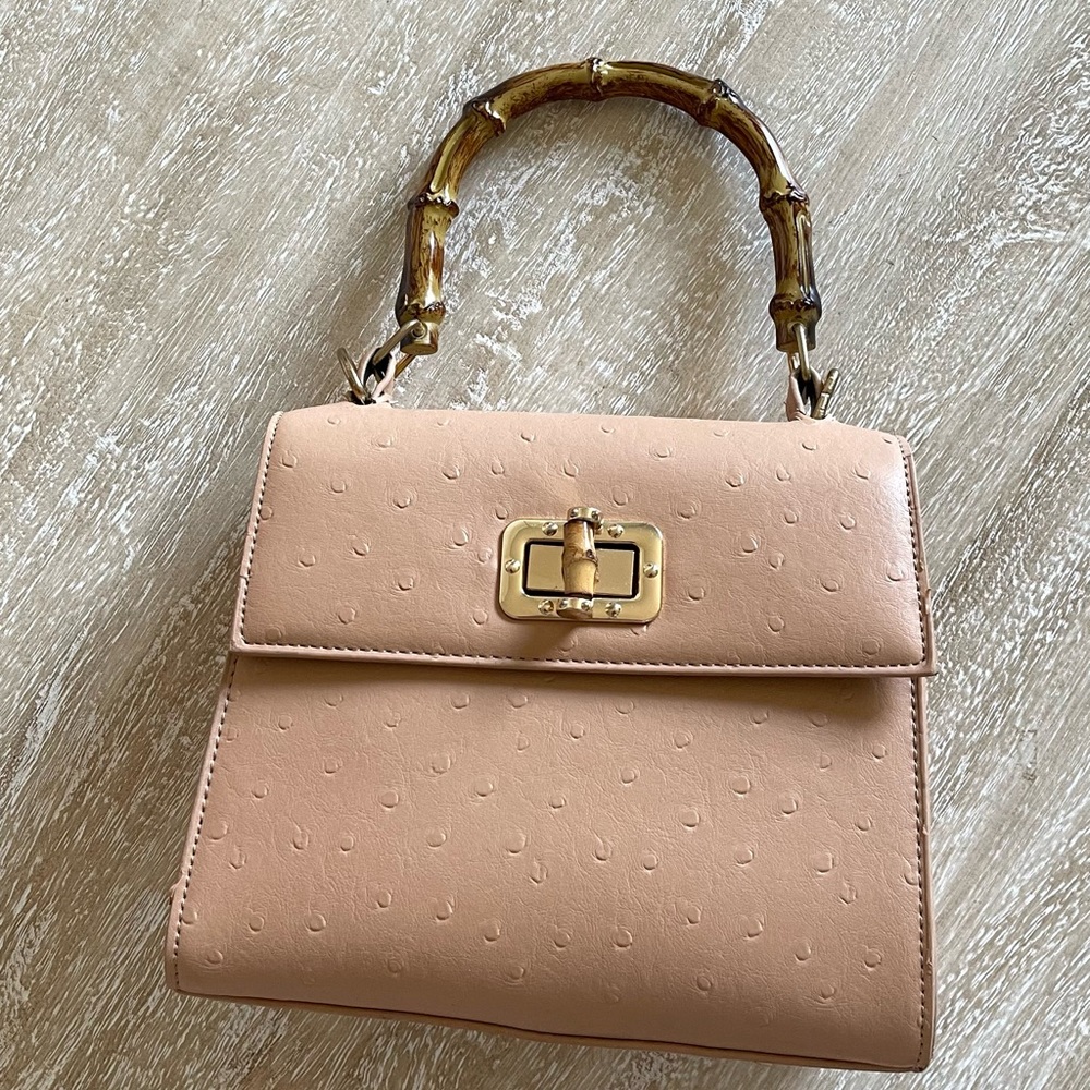 Light Brown Bamboo Handle Mini Purse